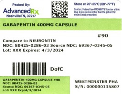 Label 3 (Gabapentin 80425 0286 03)